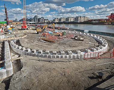 Groundworks near the Thames in London