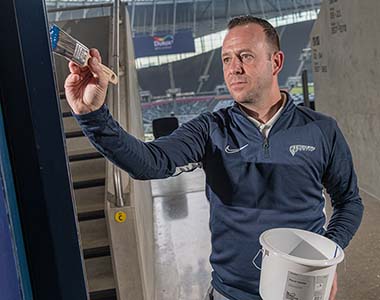 Professional painter at a premiership football ground